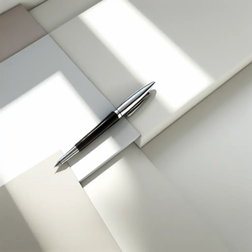 Elegancka kompozycja pióra i papeterii na jasnym tle