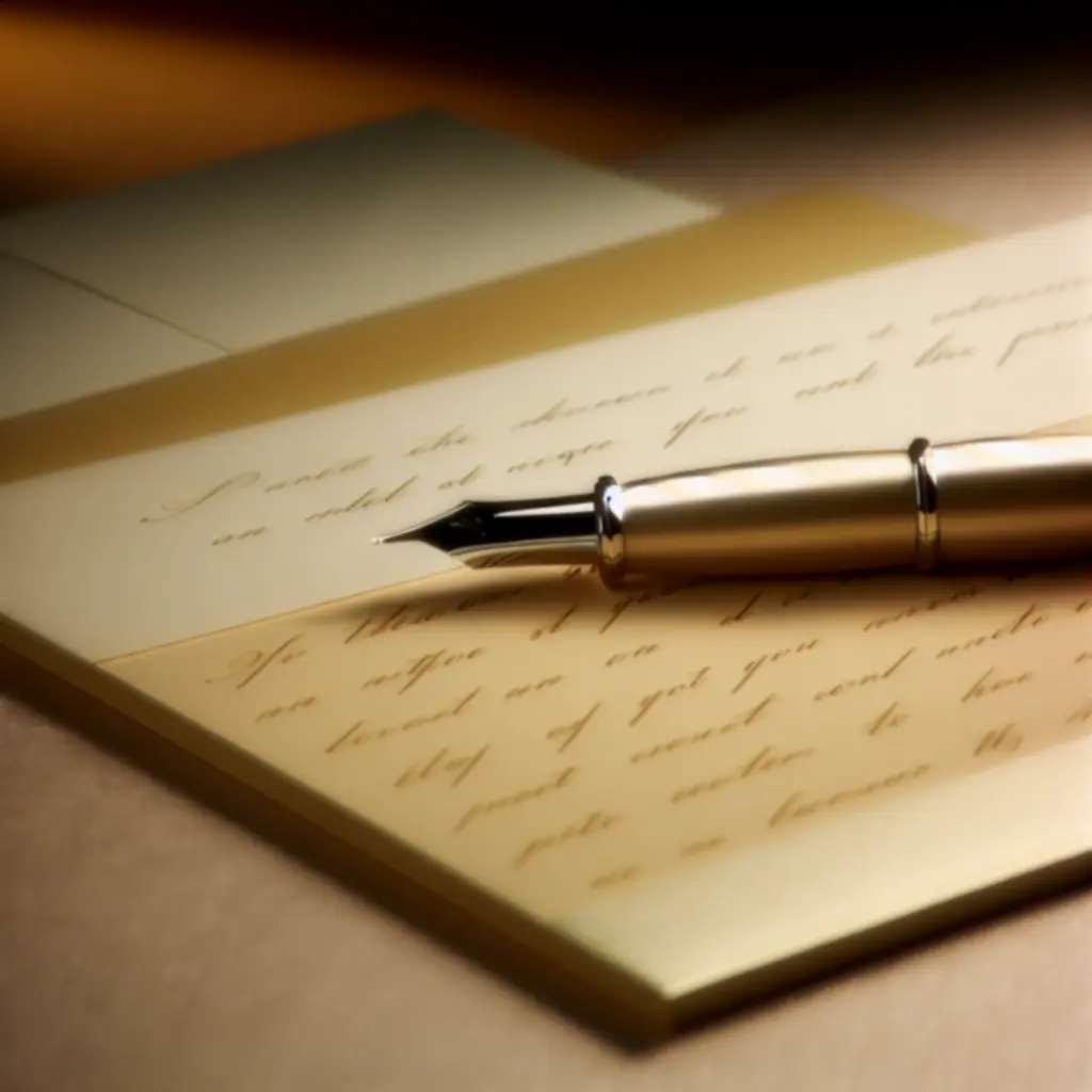 List odręczny na kremowej papeterii z długopisem