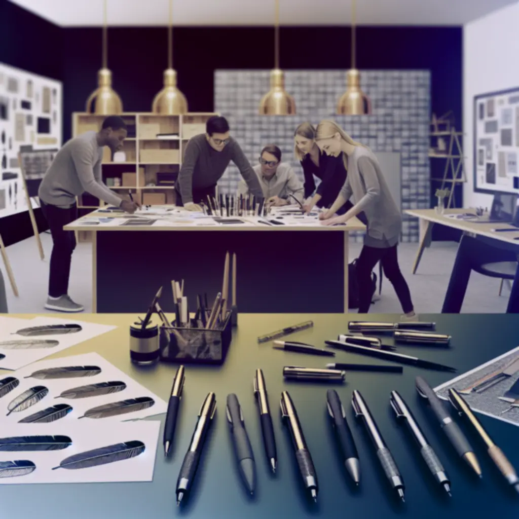 Studio projektowe podczas pracy nad limitowaną kolekcją piór