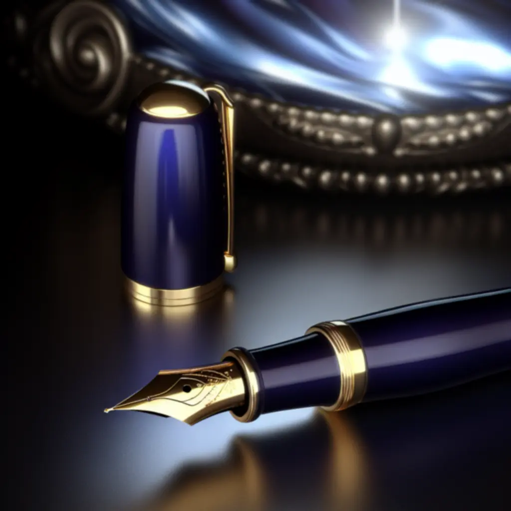 Pióro wieczne w kolorze głębokiego granatu z wykończeniami w odcieniu złota